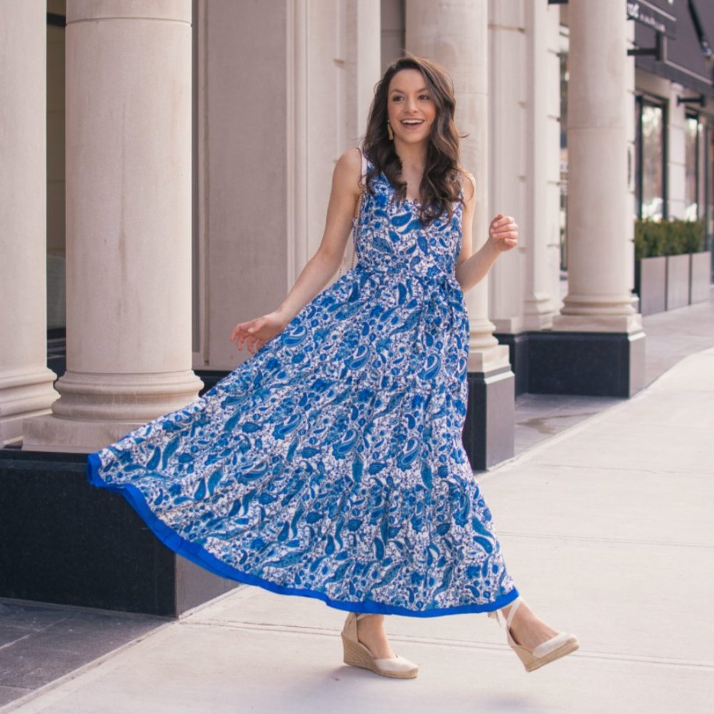 Red Dress Boutique Blue Paisley Maxi Dress
